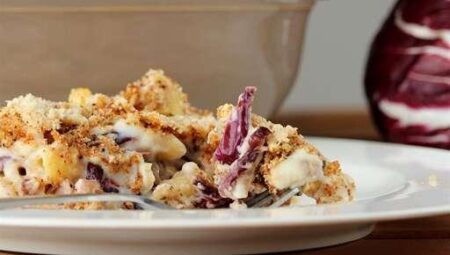 Asiago Cremini Pasta Bake with Radicchio