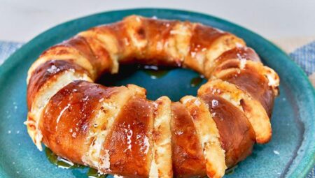 Hot Honey Butter Cream Cheese Stuffed Bagel