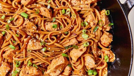 One Pan Spicy Soy Noodles with Chicken
