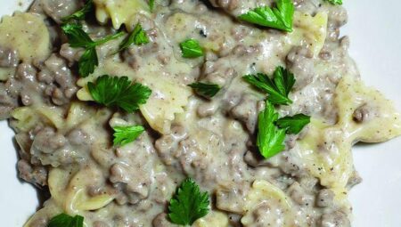 Creamy Beef and Bow Tie Pasta