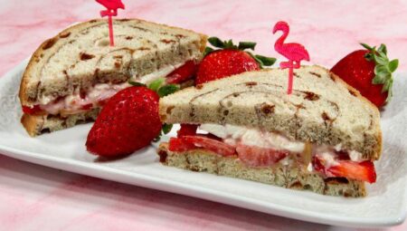 Cream Cheese and Peanut Butter Strawberry Sandwich